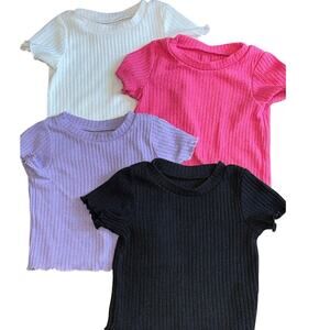 18-24M  Ribbed Play Shirts Bundle Black Pink Purple White GUC